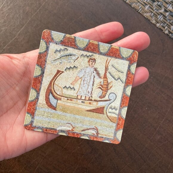 NWT "Tunisian Mosaic of Fisherman & His Catch of the Day" Artisan Magnet - Picture 4 of 4